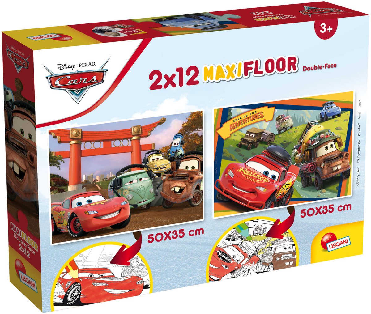 Lisciani Disney Puzzle Maxifloor 2 x 12 Autos