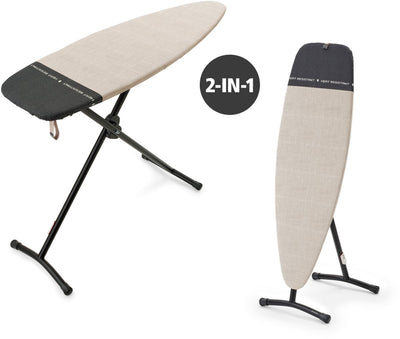 Brabantia Bügelbrett und Dampfbrett D – 2 in 1 – zum Bügeln und Dämpfen geeignet – 135 x 45 cm – Jeansgrau