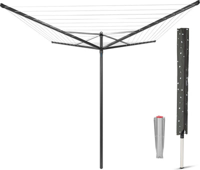 Brabantia Top-Spinner-Wäschespinne – 40 m – mit Metall-Erdanker und Schutzhülle – Anthrazit