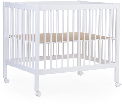 Childhome Park 97 – Laufstall mit Rollen – 3-fach höhenverstellbar – Holz – Weiß – 98 x 78 x 82 cm