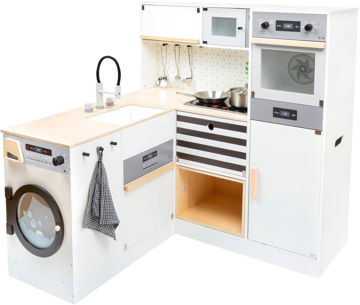 Kleiner Fuß Holz modulares Spiel Küche XL Weiß, 9dlg.