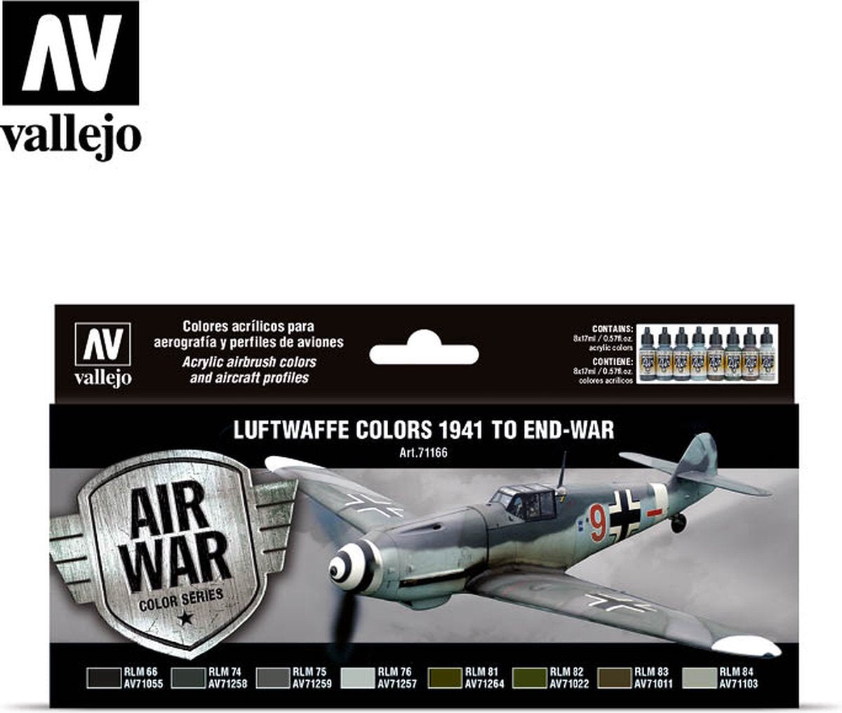 Markenlos ohne Marke Vallejo val71166 – Modellluft – Luftwaffenfarben 1941–1945, 8 x 17 ml