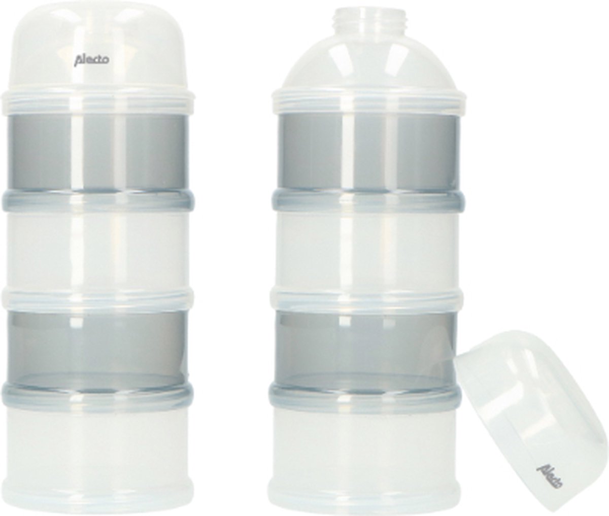 Alecto bf-4 2x - Duo-Verpackung Milchpulverturm - 2x 4 große stapelbare Behälter - Weißgrau