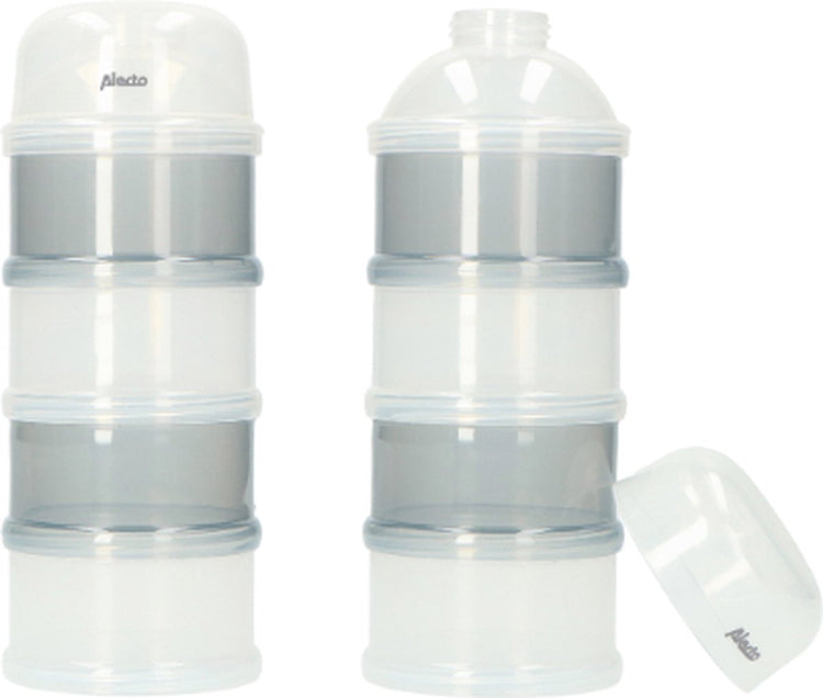 Alecto bf-4 2x - Duo-Verpackung Milchpulverturm - 2x 4 große stapelbare Behälter - Weißgrau