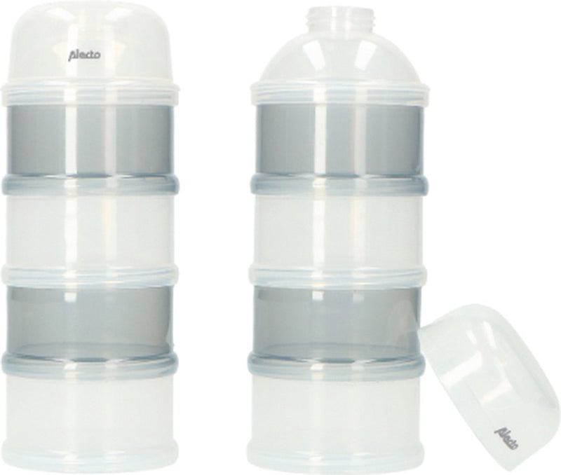 Alecto bf-4 2x - Duo-Verpackung Milchpulverturm - 2x 4 große stapelbare Behälter - Weißgrau
