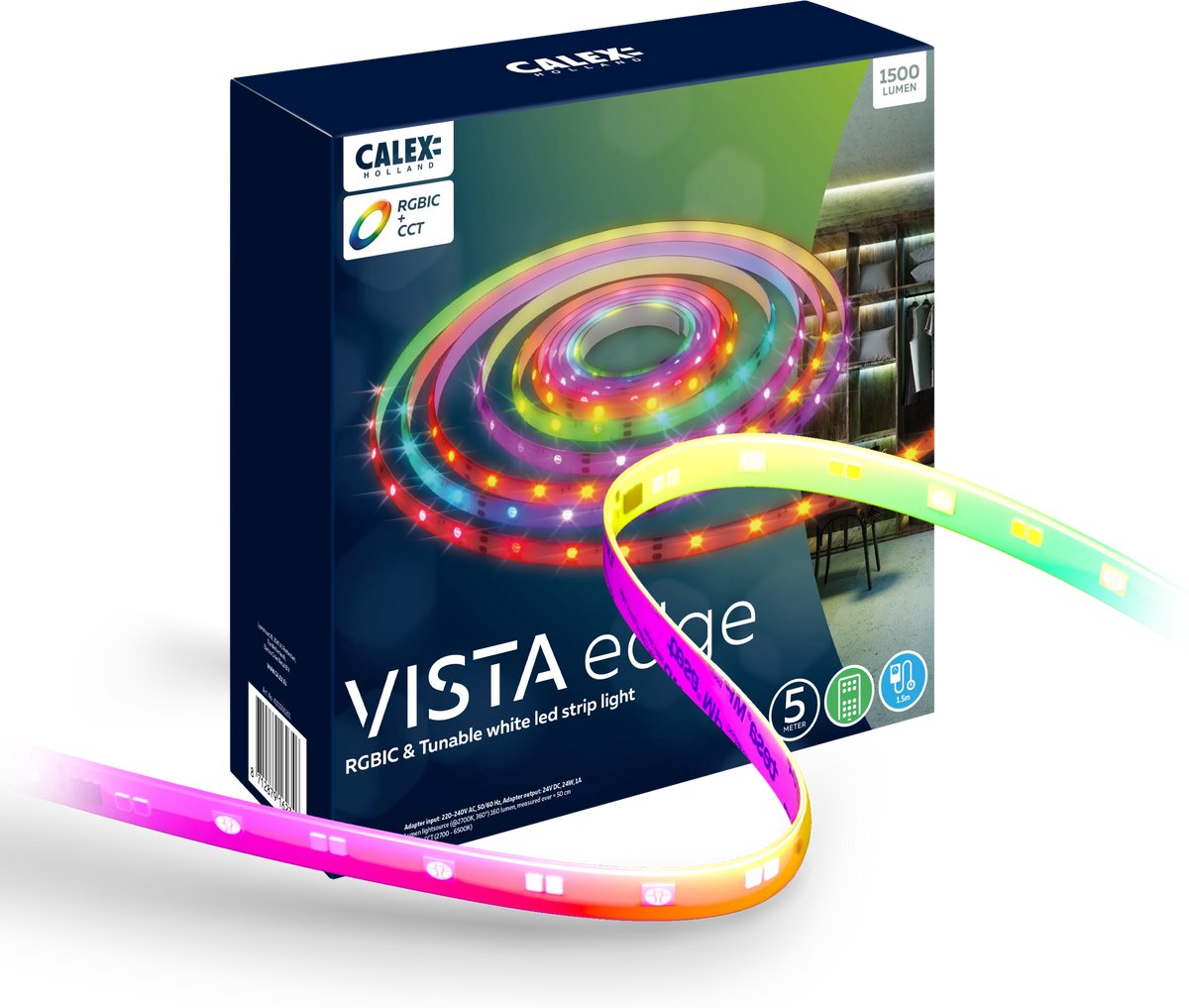 Calex Vista LED-Streifen 2 Meter – USB – warmweißes Licht – inklusive Fernbedienung