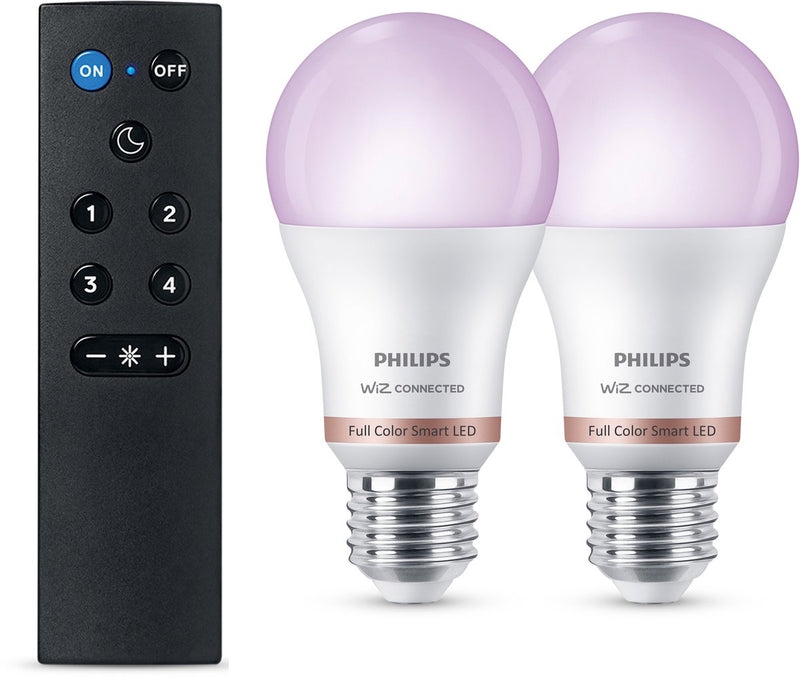 Philips Smart Lighting – Starter-Kit – intelligente Lampen mit Fernbedienung – RGB – farbiges und einstellbares weißes Licht – dimmbar – E27-Fassung – funktioniert mit der Wiz-App – WLAN