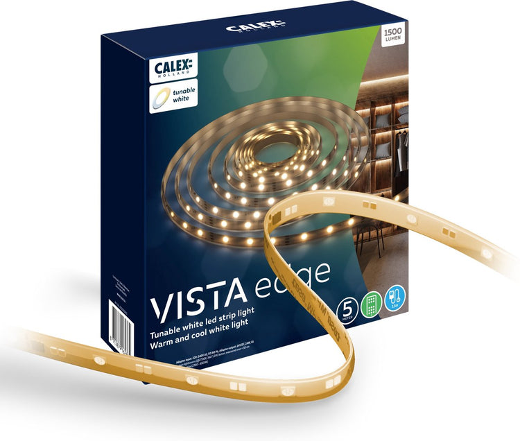 Calex Vista LED-Streifen 5 Meter – für den Innenbereich – warmweißes Licht – inklusive Fernbedienung
