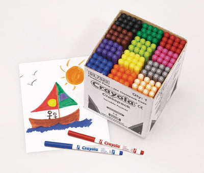 Crayola - Marker - Schulpaket 144 waschbare Filzstifte mit dünnen Spitzen