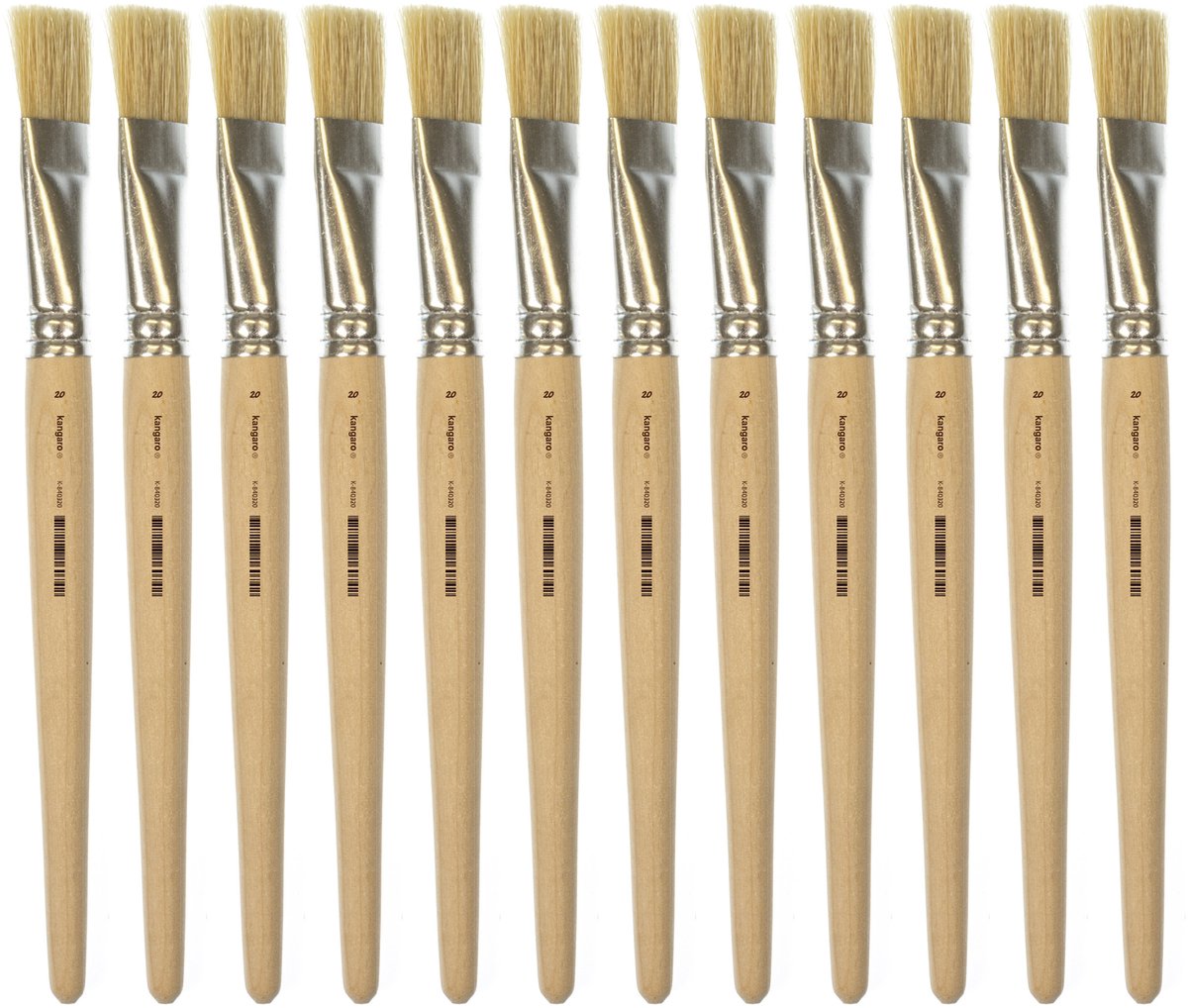 Kangaro Lyonse Pinsel – Größe 20 – kurzes, unlackiertes Holz – Schachtel mit 12 Stück – k-840320