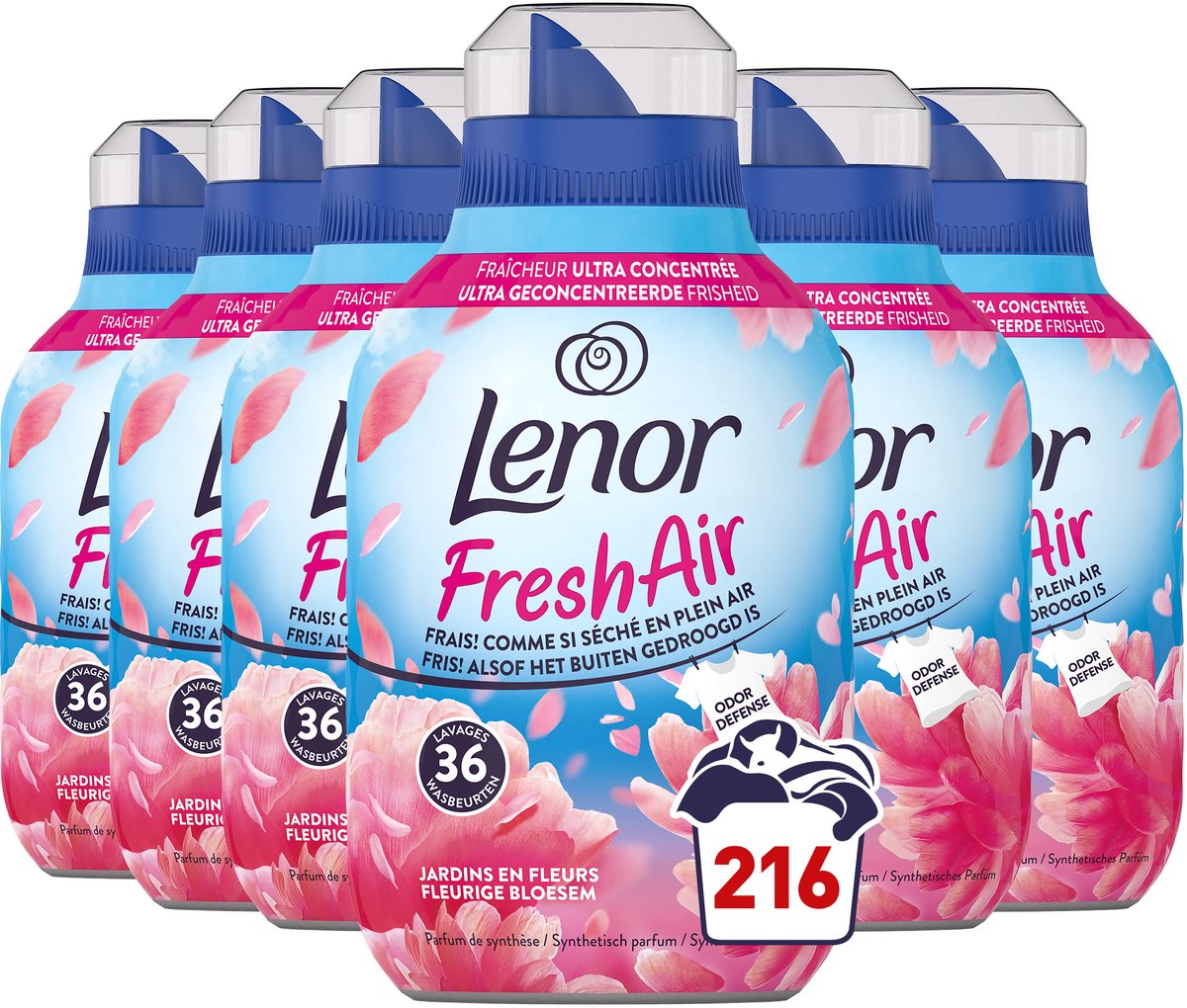 Lenor Frischluft-Weichspüler Blumenblüte – 6 x 36 Wäschen