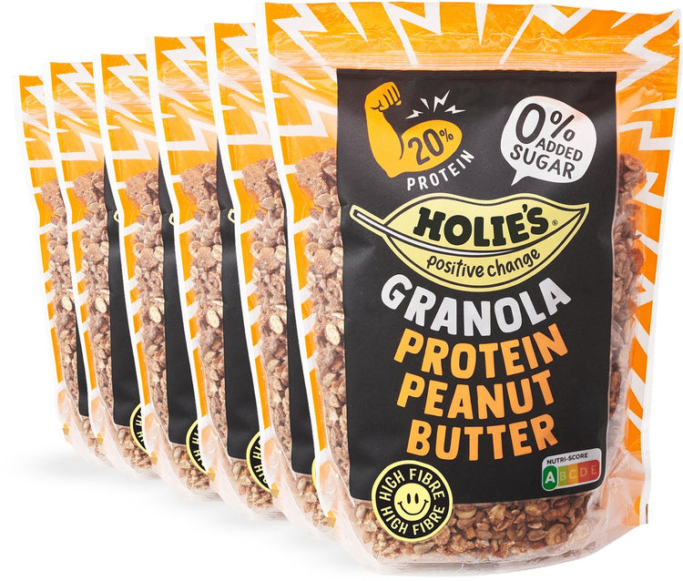 Holie's Granola Protein Erdnussbutter – zuckerfreies, proteinreiches Frühstücksflocken – 6x 350gr