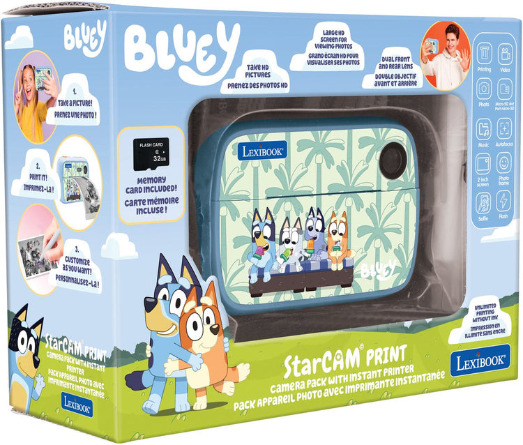 Lexibook Bluey Starcam® Print, Kamerapaket mit Sofortdrucker, SD-Karte und Foto-Personalisierungsset