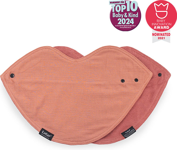 Kipkep 3-in-1-Lätzchen – Sienna – XL Spucktuch, Lätzchen und Bandana in 1! - 2 Stück - Baumwolle - doppellagig - rosa - hydrophil, Frottee - Halstuch