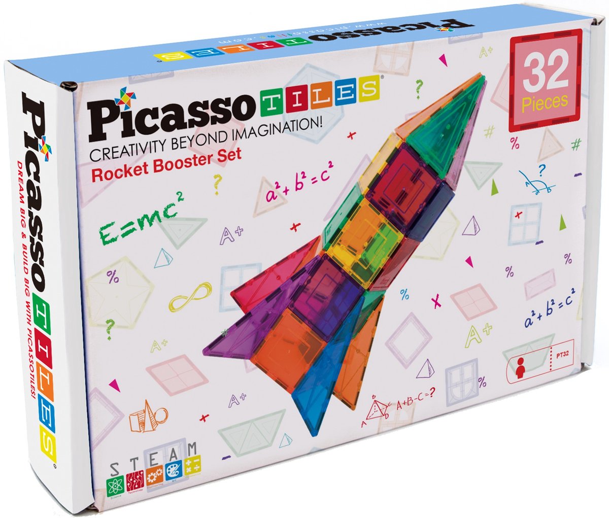 Selecta Picassotiles Rocket Booster - Magnetic Construction Tiles, 32dlg.