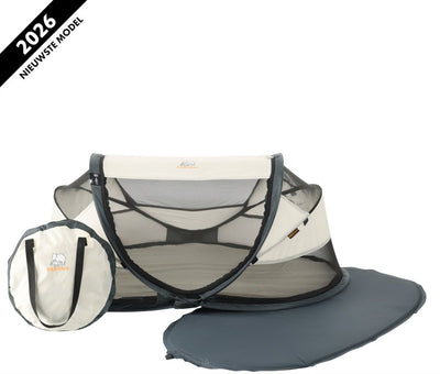 Deryan Baby-Luxus-Campingbett – inklusive selbstaufblasender Matratze – Creme