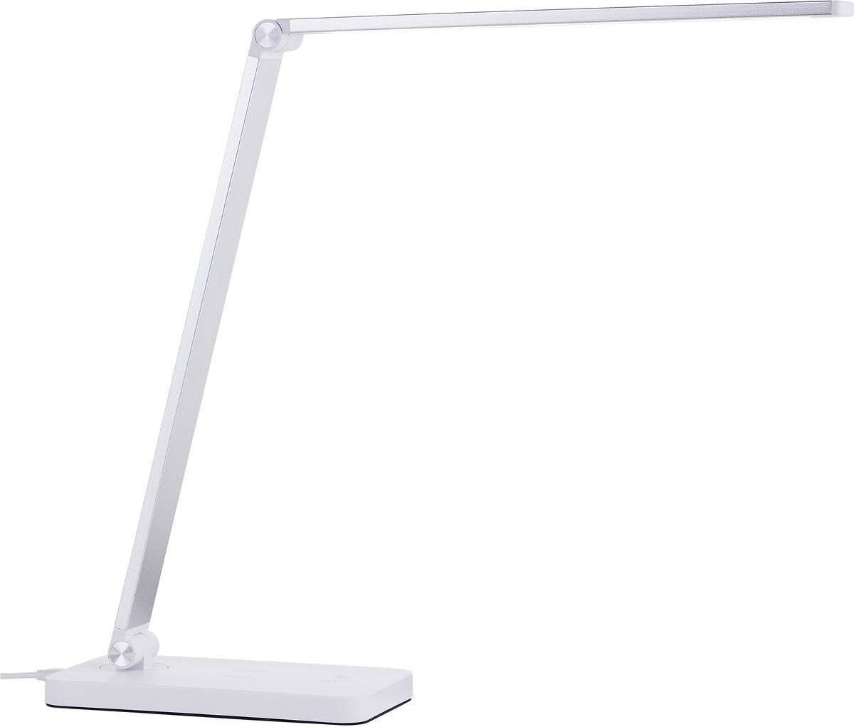 Brilliant Florence – Schreibtischlampe – LED 5 W – 2700 K-6500 K – CCT – 3-stufig dimmbar – kabellose Ladefunktion – USB – Weiß