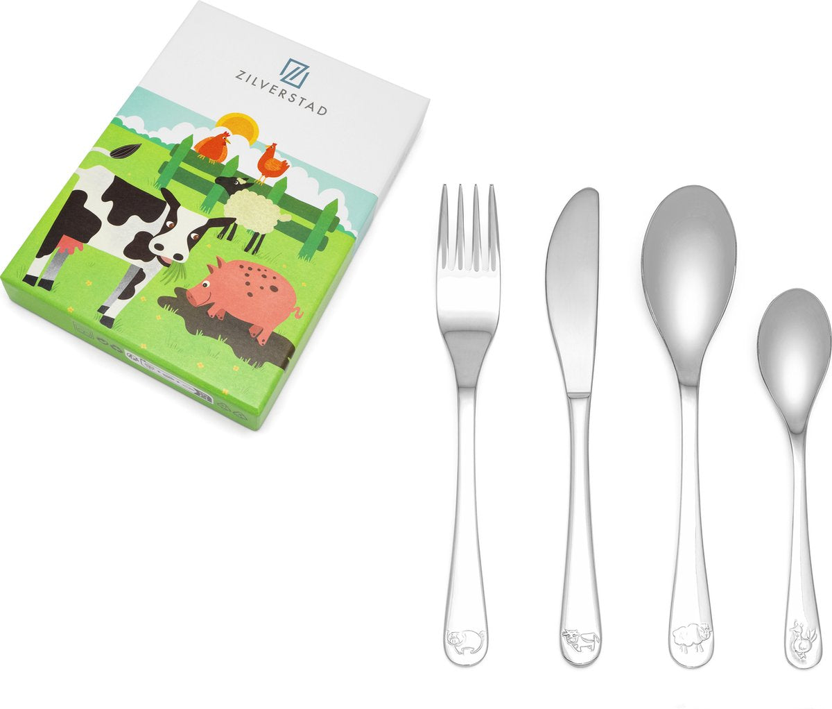 Lucardi Geschenkartikel - Kinderbesteck Bauernhoftiere 4-teilig