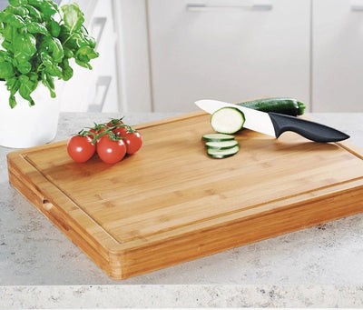 Kesper sehr luxuriöses Profi-Schneidebrett, Bambus 50 x 40 x 5 cm!!!, Griffmulde