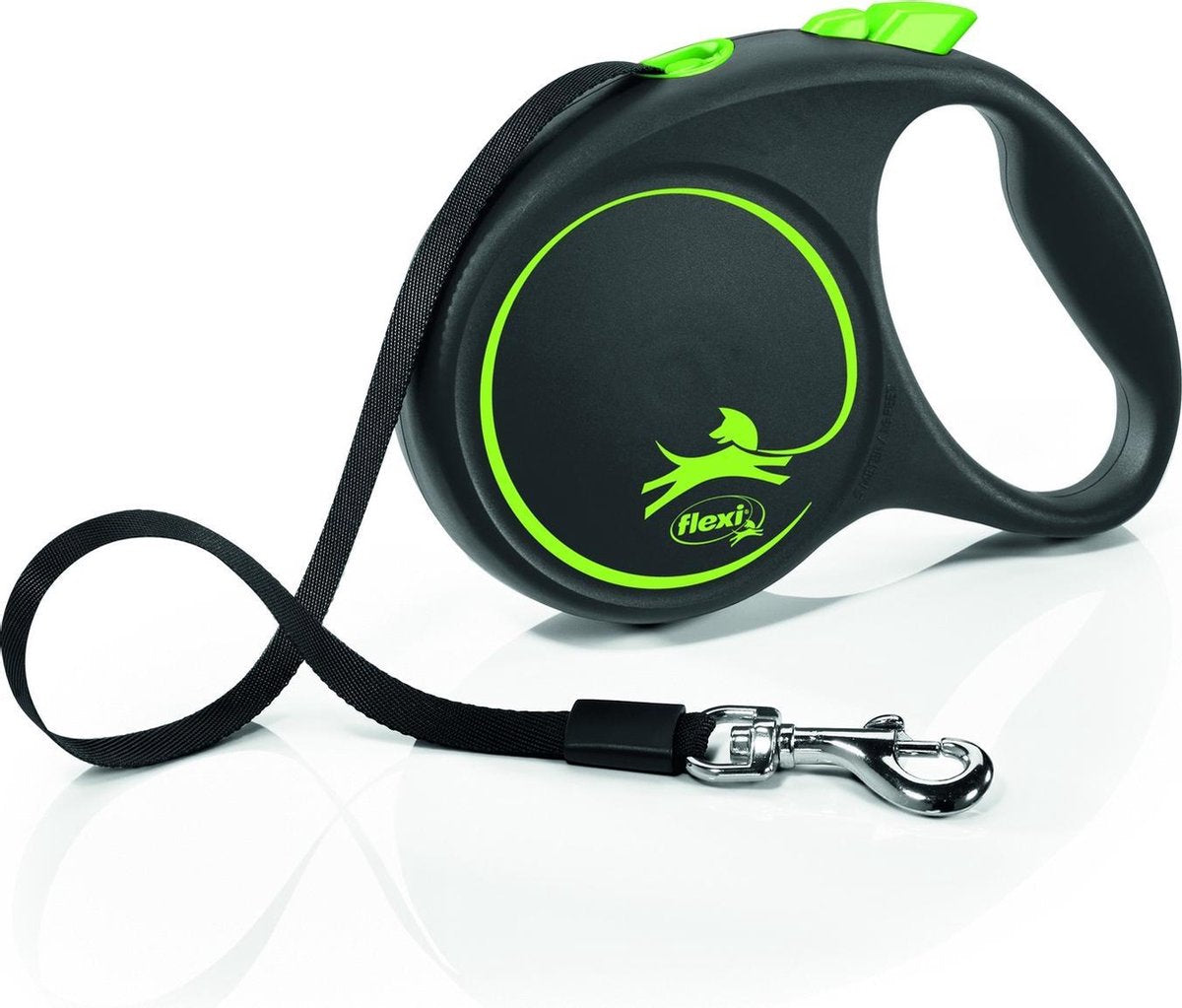 Flexi Rollijn schwarzes Designband grün