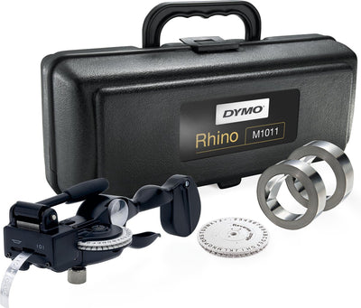 Dymo Rhino M1011 Industrie-Buchstabenzange, Etikettendrucker-Werkzeug | mit Etiketten aus Aluminium und Edelstahl | | nachhaltige Tragetasche | Ideal für Heimwerker und Bau