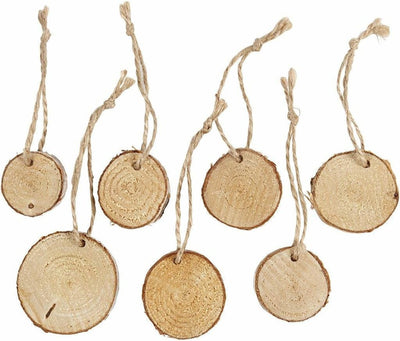 Holzscheibe mit hängender Schnur, 7st.