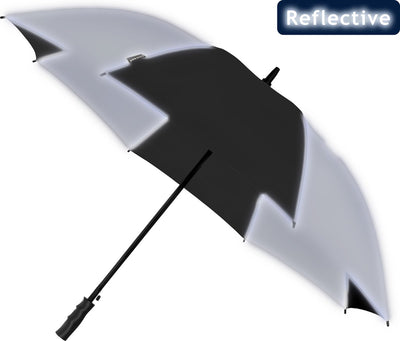 Falcone - Reflektierender Regenschirm - ø 120 cm - Golfschirm - Automatik - winddicht - Schwarz Silber