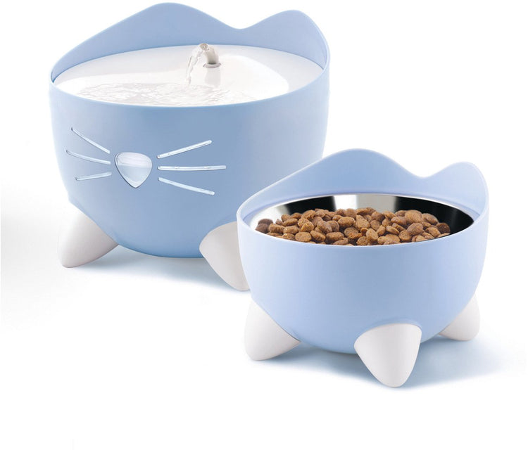 Catit Pixi-Brunnen-Kombi-Set – Katzentrinknapf – Blau-Weiß