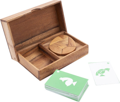 Longfield Doppel-Tangram-Ei – Holzpuzzlespiel – Lern-Denkspiel – Tangram-Ei-Form – logische Denksportaufgabe – Engelsherz