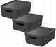 Rotho Jive Aufbewahrungsboxen 3er Set Aufbewahrungsboxen 10 l mit Deckel, Kunststoff (PP recycelt), schwarz anthrazit, 3 x 10 l, 36,5x26,5x13cm