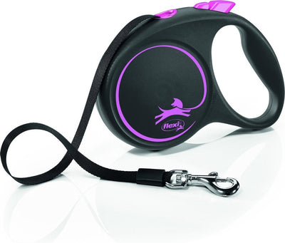 Flexi Rollijn schwarzes Designband rosa