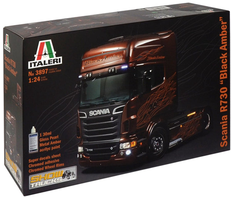 Italeri Modellbausatzauto – 3897 Scania R730 #039schwarzer Bernstein#039 Kunststoff – 1:24 – Modellbau