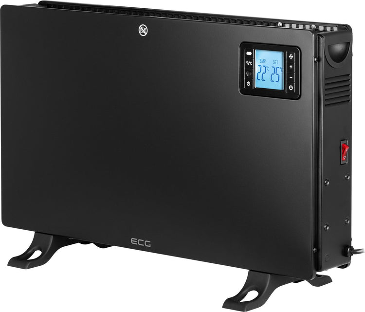 ECG TK 2080 DR Schwarz – Heißluft-Konvektorheizung – Thermostat – 3 Leistungsstufen 750 1250 2000 W – Turbo
