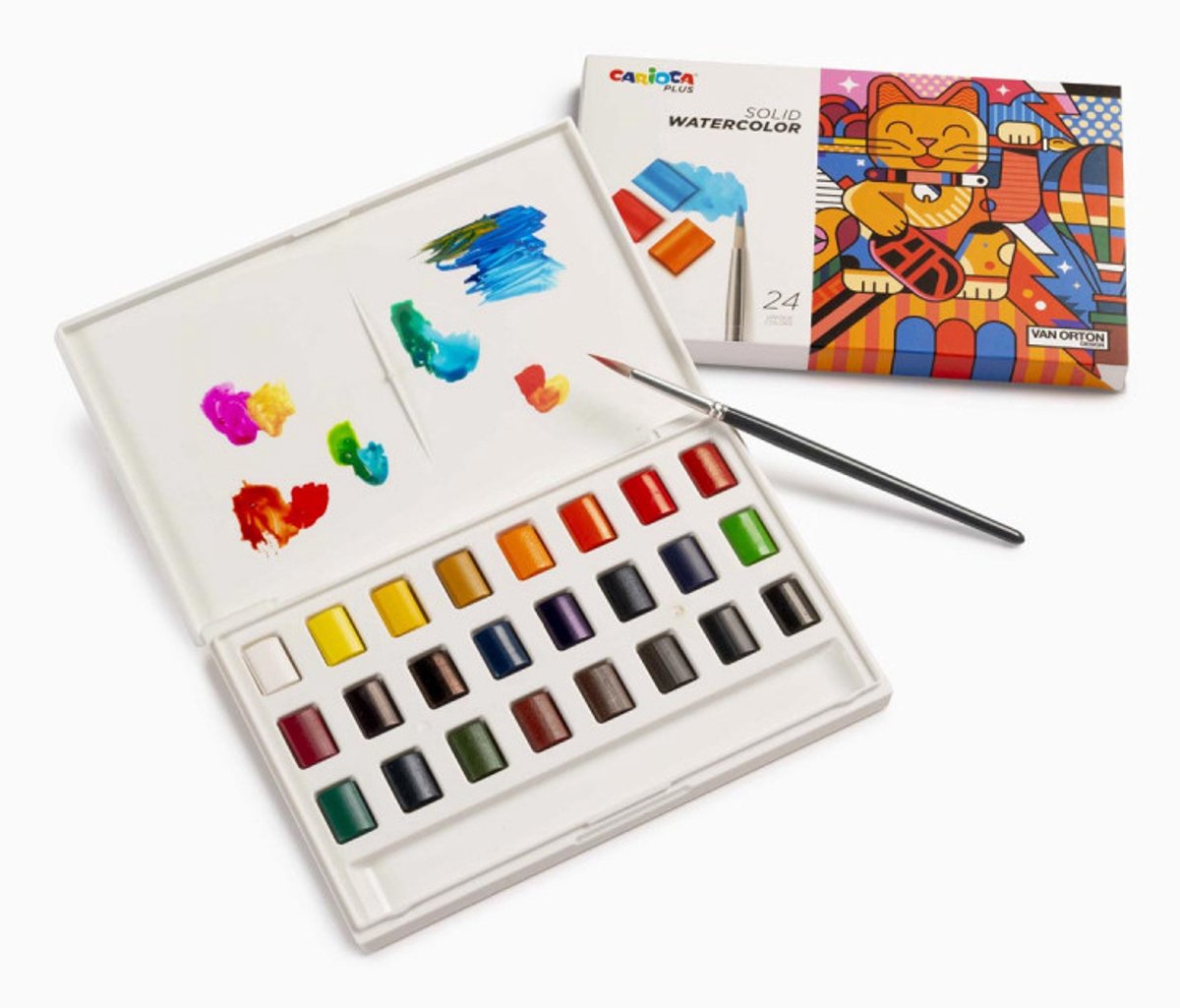 Carioca plus festes Aquarell 24 Stück + Pinsel in PVC-Box