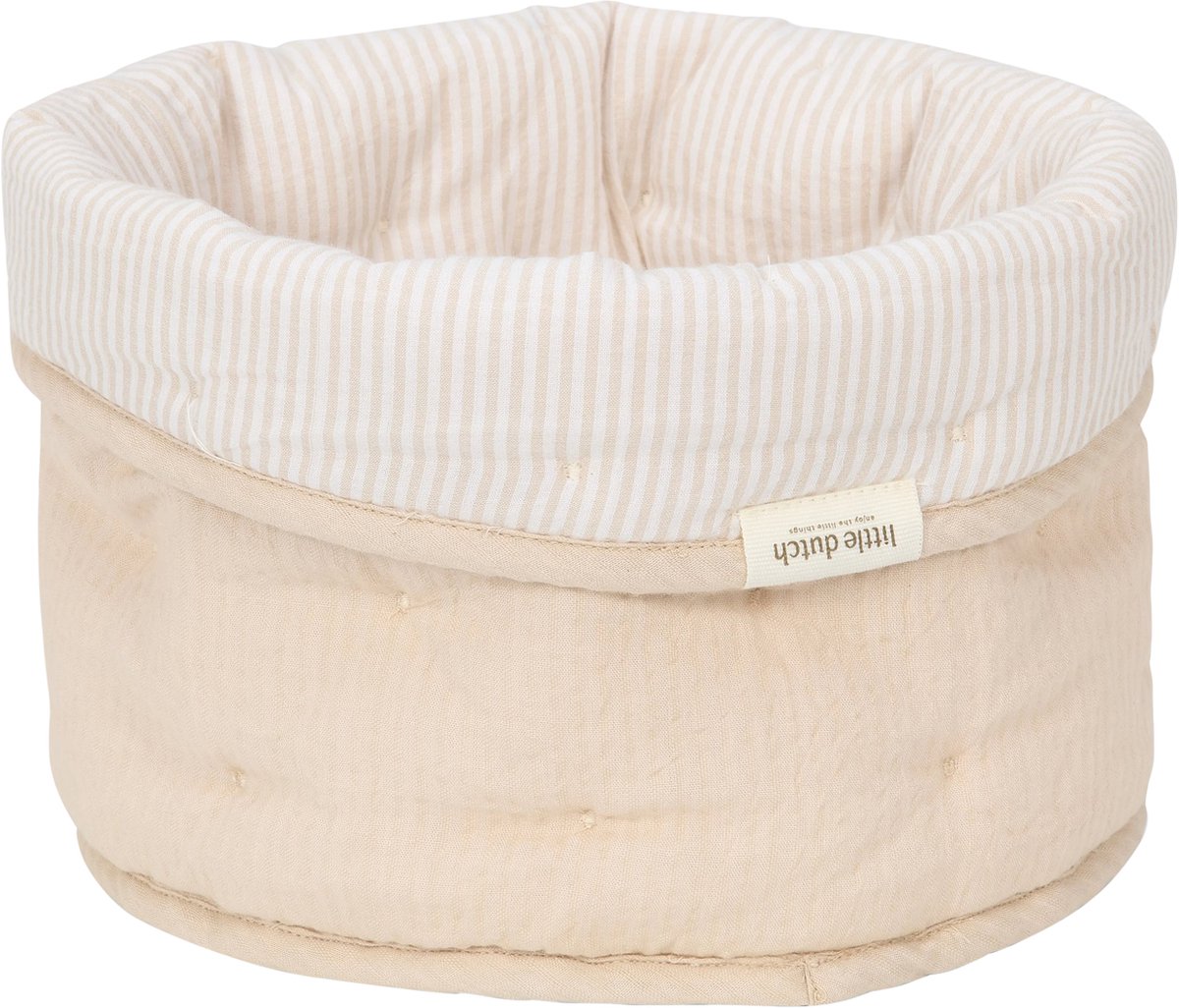 Little Dutch Pure Wickelkorb klein – weicher beige Streifen