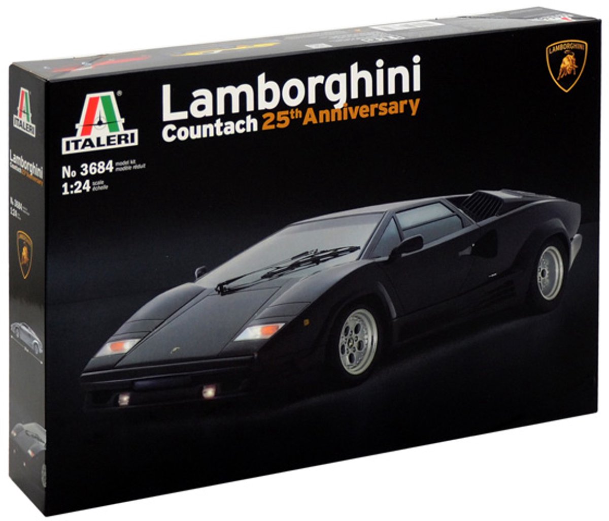 Italeri-Modellbausatzauto – 3684 Lamborghini Countach – Kunststoff zum 25-jährigen Jubiläum – 1:24 – Modellbau