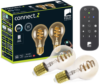 Eglo connect.z eglo starter-z Starterpaket – 2x E27 Spiral-LED-Lampen – Fernbedienung – Zigbee