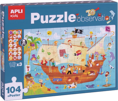 Apli | Piratenschiff beobachten Puzzle 104 Teile