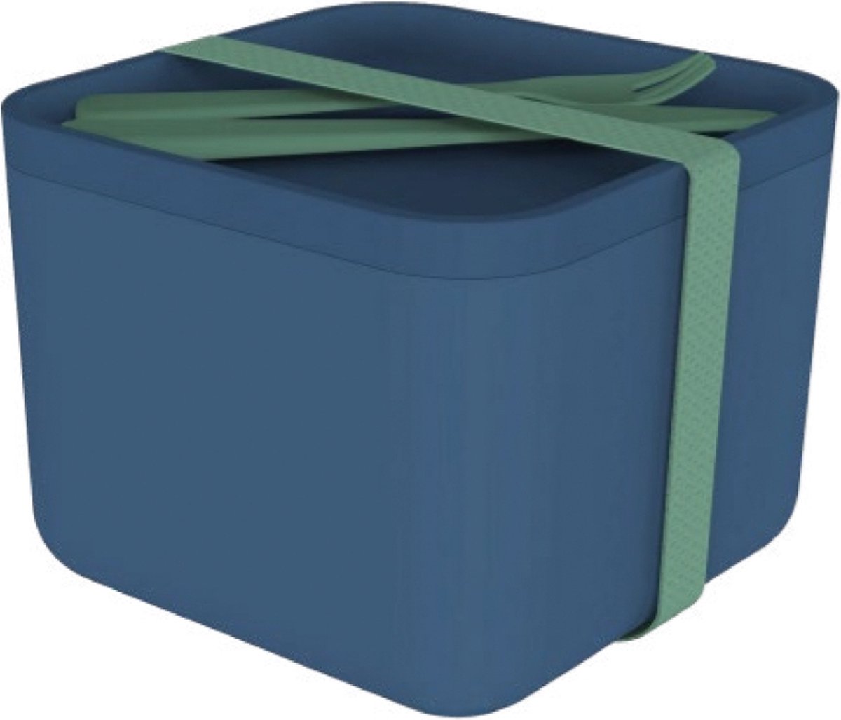 Hippe Lunchbox, Salat, groß mit Besteck, blau -
