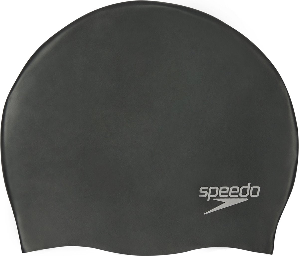 Speedo einfarbig geformte Badekappe aus Silikon – Schwarz