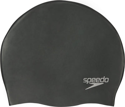 Speedo einfarbig geformte Badekappe aus Silikon – Schwarz