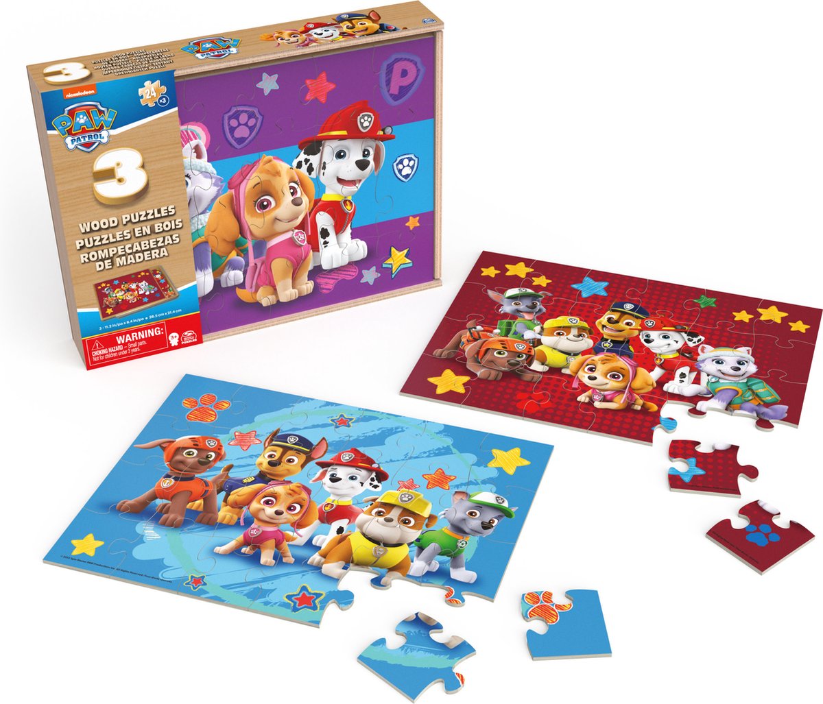 Pfotenpatrouille 3in1 Holzpuzzle in Box 3x24 Stücke
