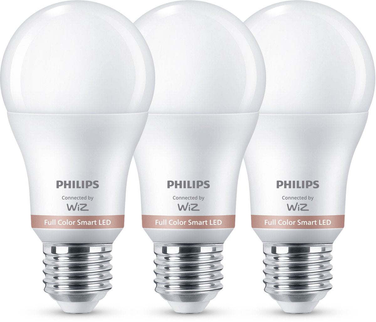 Philips Beleuchtung Philips Smart Lighting – Lampe 3er-Pack – intelligente LED-Beleuchtung – farbiges und weißes Licht – E27 – 60 W – matt – WLAN