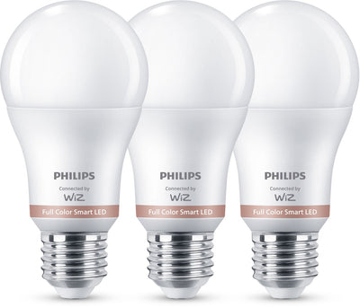 Philips Beleuchtung Philips Smart Lighting – Lampe 3er-Pack – intelligente LED-Beleuchtung – farbiges und weißes Licht – E27 – 60 W – matt – WLAN
