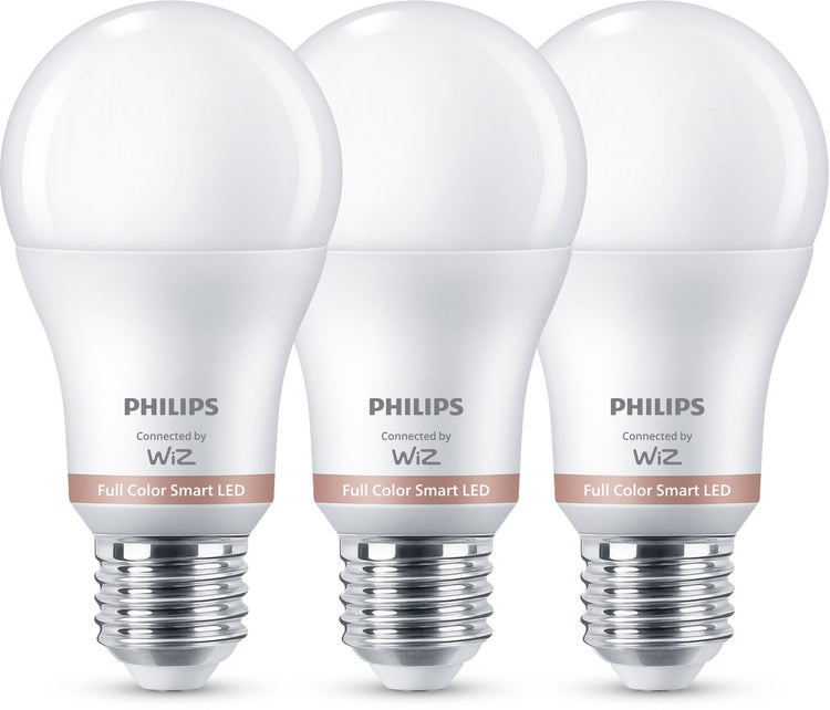 Philips Beleuchtung Philips Smart Lighting – Lampe 3er-Pack – intelligente LED-Beleuchtung – farbiges und weißes Licht – E27 – 60 W – matt – WLAN