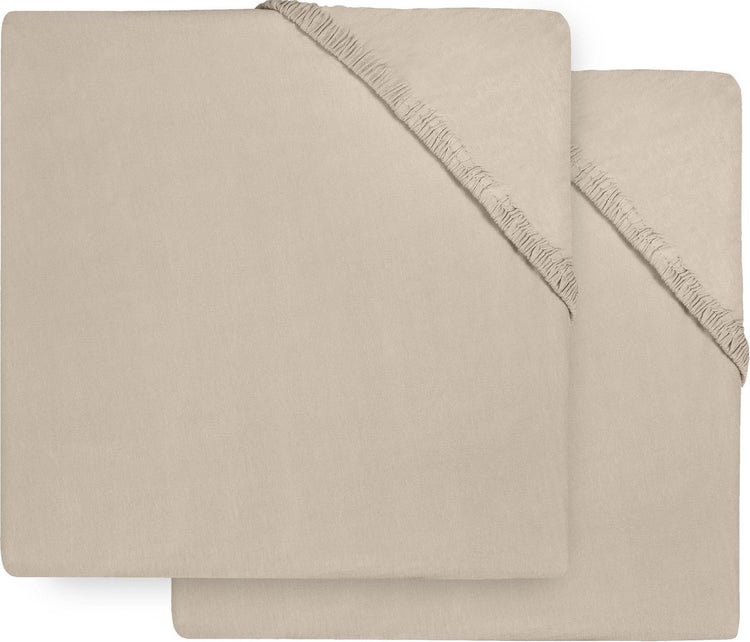 Jollein Baby-Spannbettlaken-Laufgittermatratze – Nougat – Jersey – 2 Stück – 75 x 95 cm