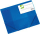 Q-Connect Elasto-Ordner, A4, 3 Klappen und Gummizüge, transparentes PP, blau 24 Stück