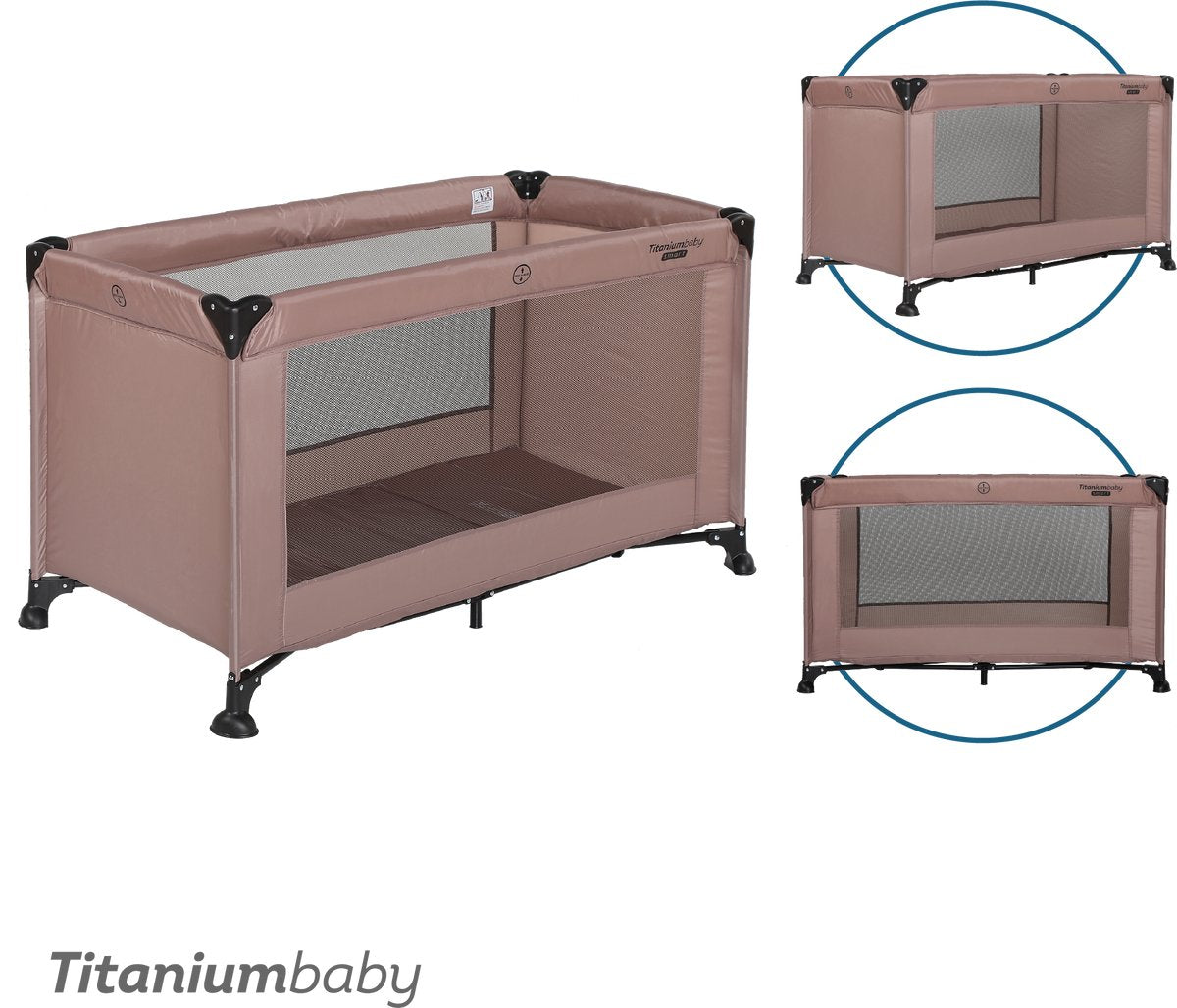 Titanium Baby Titan Baby Campingbett Smart Jordan 60x120 cm Taupe inklusive Tragetasche