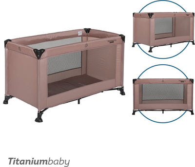 Titanium Baby Titan Baby Campingbett Smart Jordan 60x120 cm Taupe inklusive Tragetasche