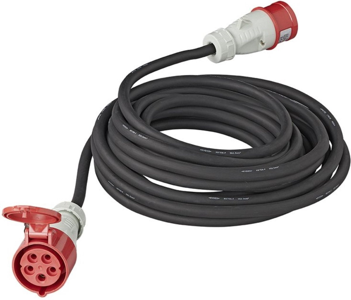 Proplus-Verlängerungskabel – Cee – 20 Meter – 400 V – 5-polig – IP44 – UV-beständig – Verlängerungskabel – Verbindungskabel – Innen- und Außenbereich – Schwarz